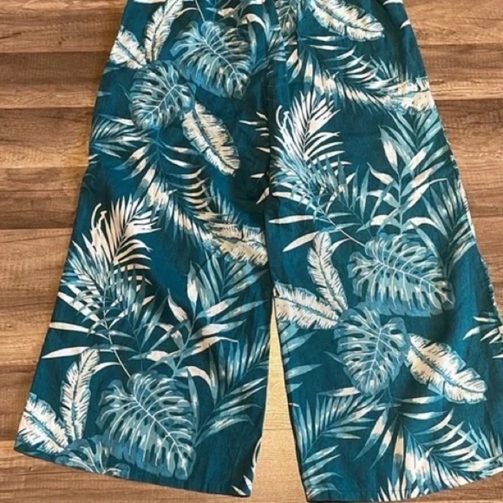 C&C California, Linen, Yacht-Wear Palazzo, Wide Leg Pants, Elastic Back Waist,L - Picture 2 of 14